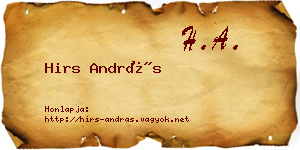 Hirs András névjegykártya